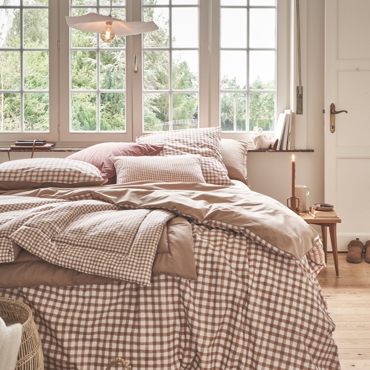 Edredon imprimé en percale de coton, VICHY