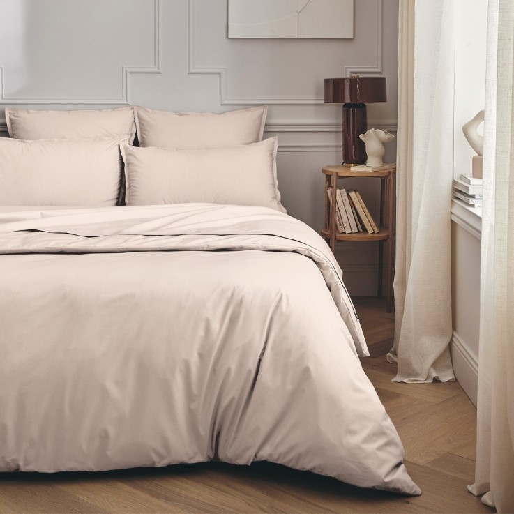 Parure de lit unie en percale de coton, taies carrées, PREMIÈRE