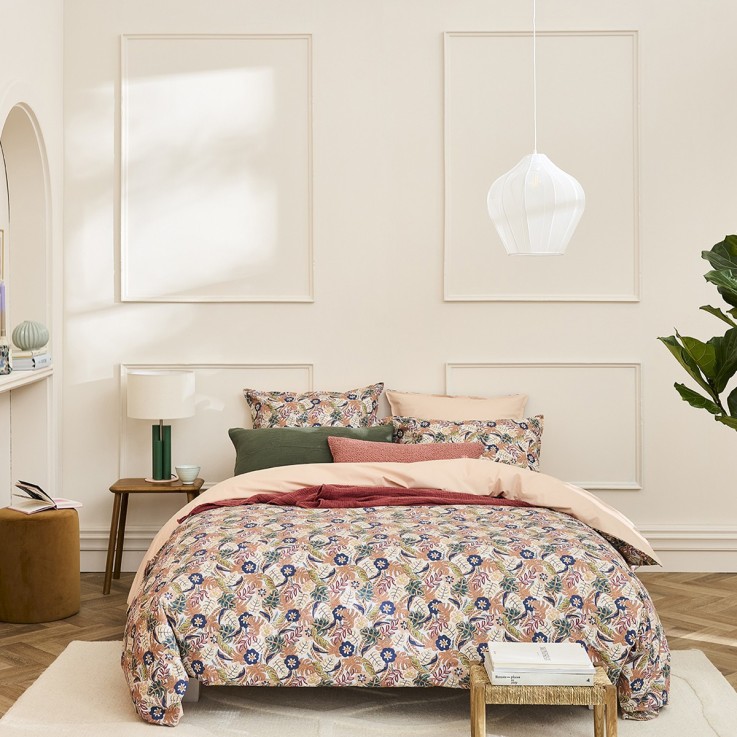 Parure de lit imprimée en percale de coton, taies rectangles, OHANA