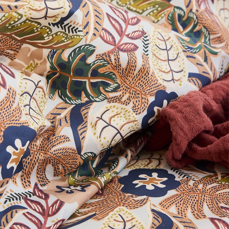 Parure de lit imprimée en percale de coton, taies rectangles, OHANA