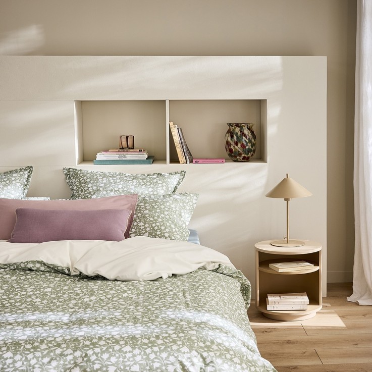 Parure de lit imprimée en percale de coton, taies rectangles, ARABESQUE