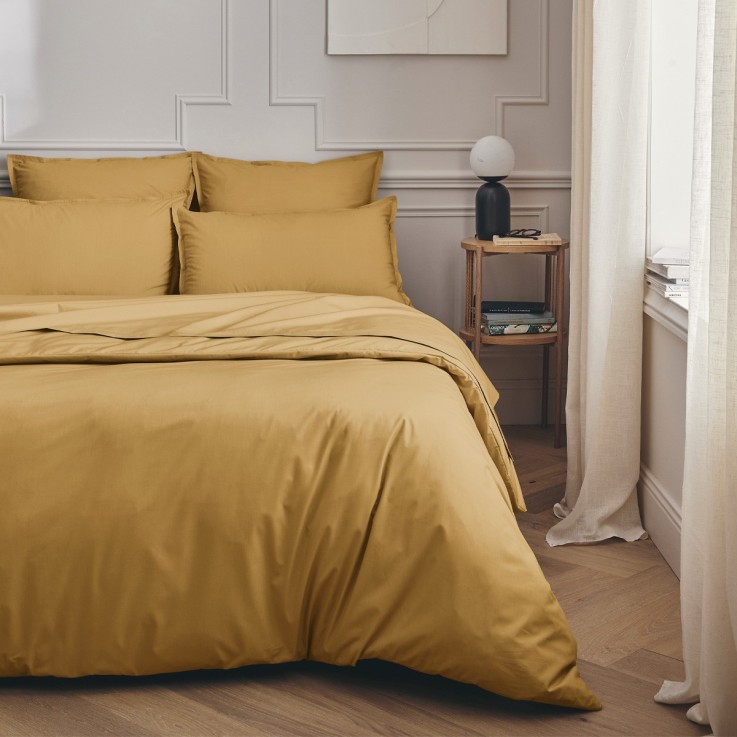 Parure de lit unie en percale de coton, taies rectangles, PREMIÈRE