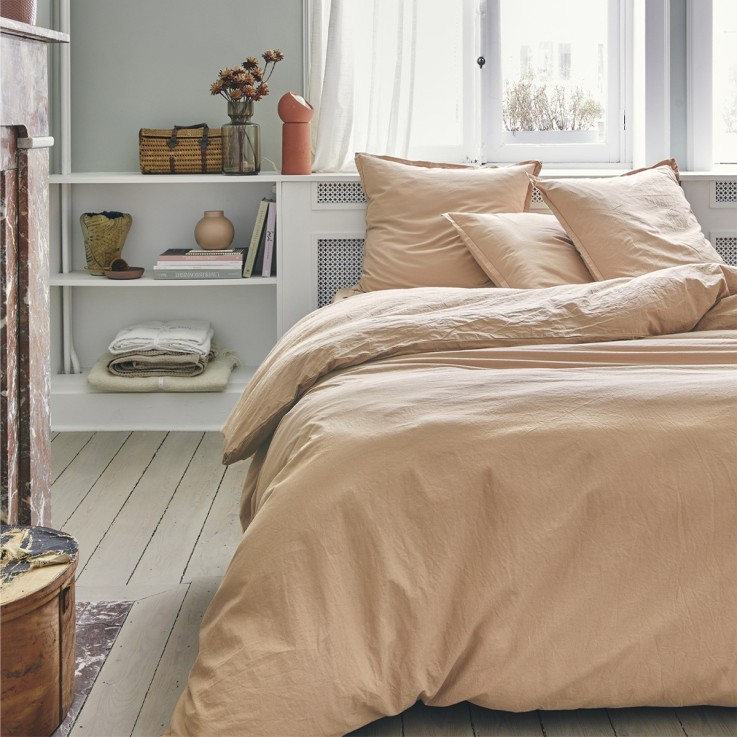 Parure de lit unie en coton, taies carrées, TOUT DOUX