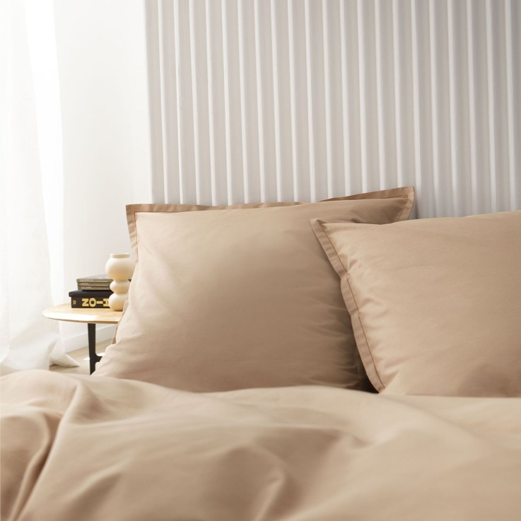 Parure de lit unie en coton, taies carrées, TOUT DOUX