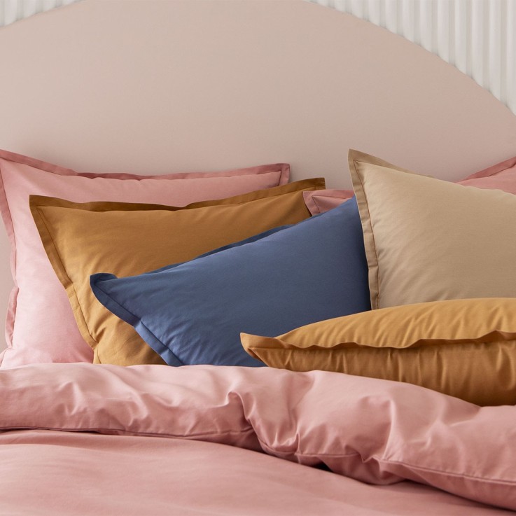 Parure de lit Housse de couette + taies carrées unie en coton, TOUT DOUX