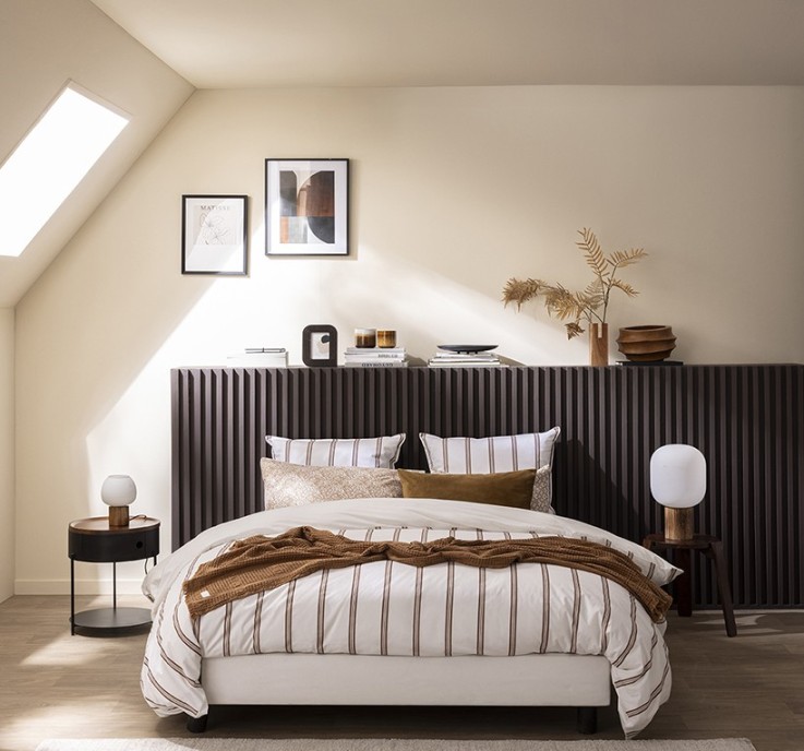 Parure de lit imprimée en percale de coton, taies rectangles, ESQUISSE