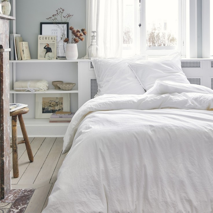 Parure de lit unie en coton, taies rectangles, TOUT DOUX