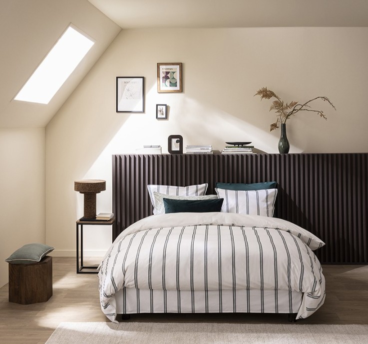 Parure de lit imprimée en percale de coton, taies carrées, ESQUISSE