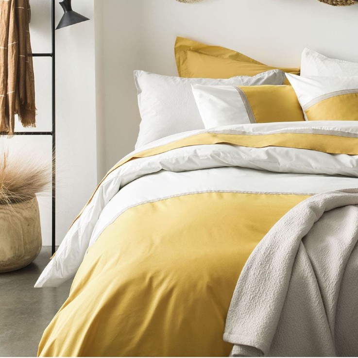 Housse de couette unie en percale de coton, TOI ET MOI SAHARA