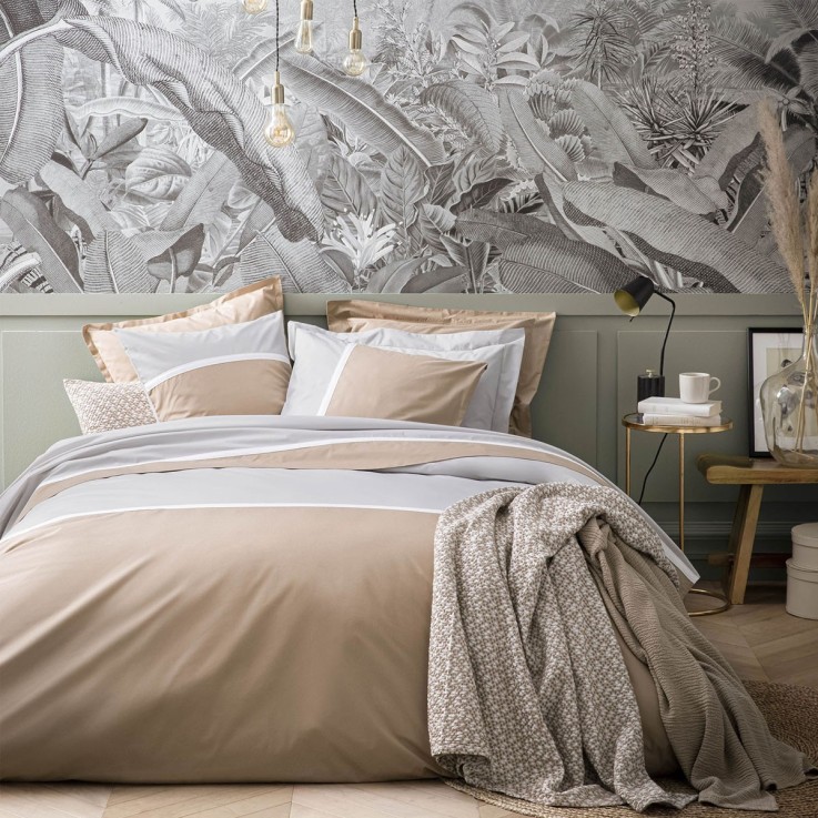 Housse de couette unie en percale de coton, TOI ET MOI CLAIR D'AURORE