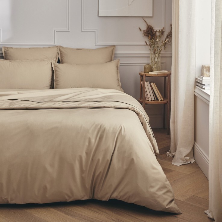 Taie d'oreiller unie en percale de coton, PREMIÈRE