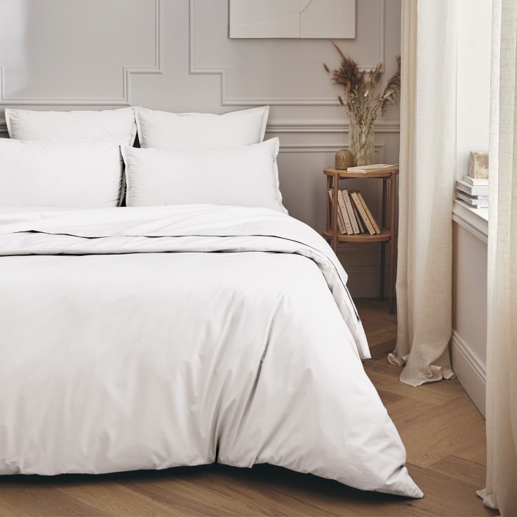 Taie d'oreiller unie en percale de coton, PREMIÈRE