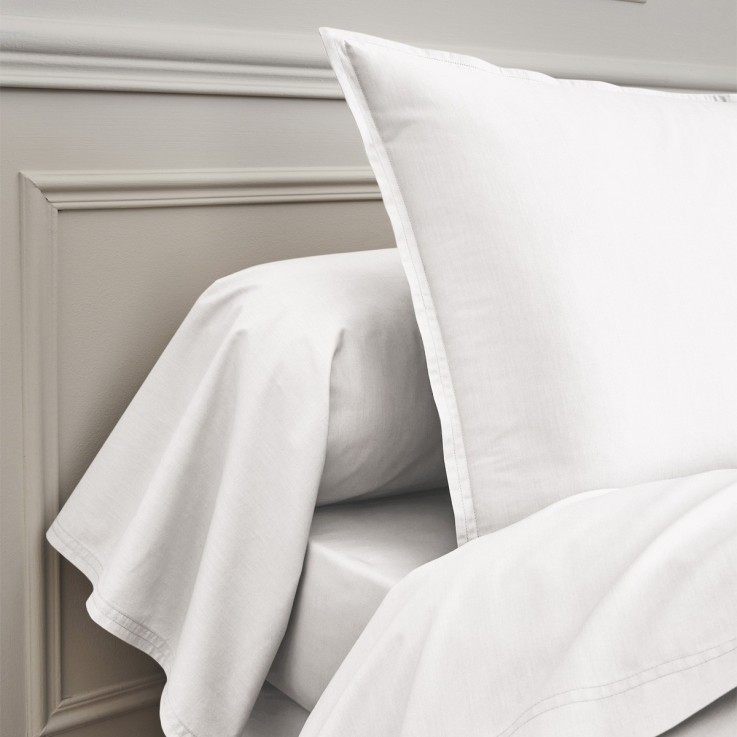 Taie d'oreiller unie en percale de coton, PREMIÈRE