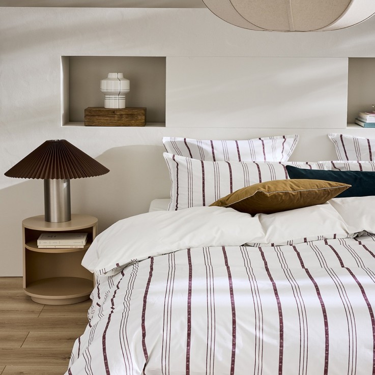 Parure de lit imprimée en percale de coton, taies rectangles, EPURE