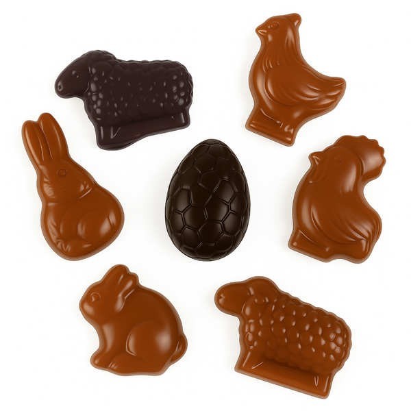 Chocolats de Pâques Animaux de la ferme fourrés praliné - Boîte de 120g