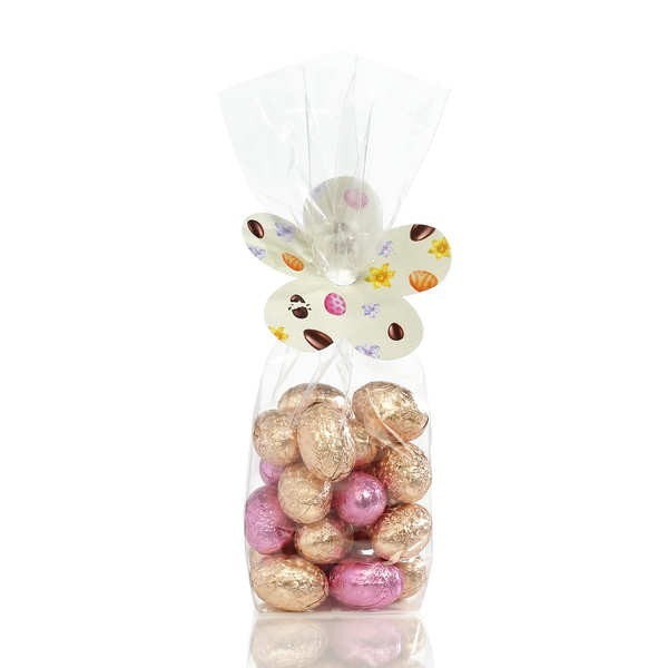 Petits oeufs praliné-noisette-chocolat au lait et chocolat noir emballés individuellement - Sachet de 160g