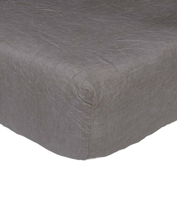 Drap housse uni en lin,...