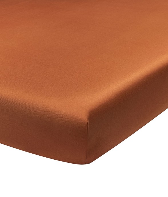 Drap housse uni en satin de...