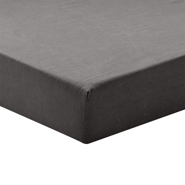 Drap housse uni en lin, bonnet de 30cm, PARTI PRIS ECORCE