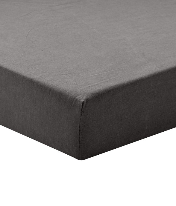 Drap housse uni en lin,...