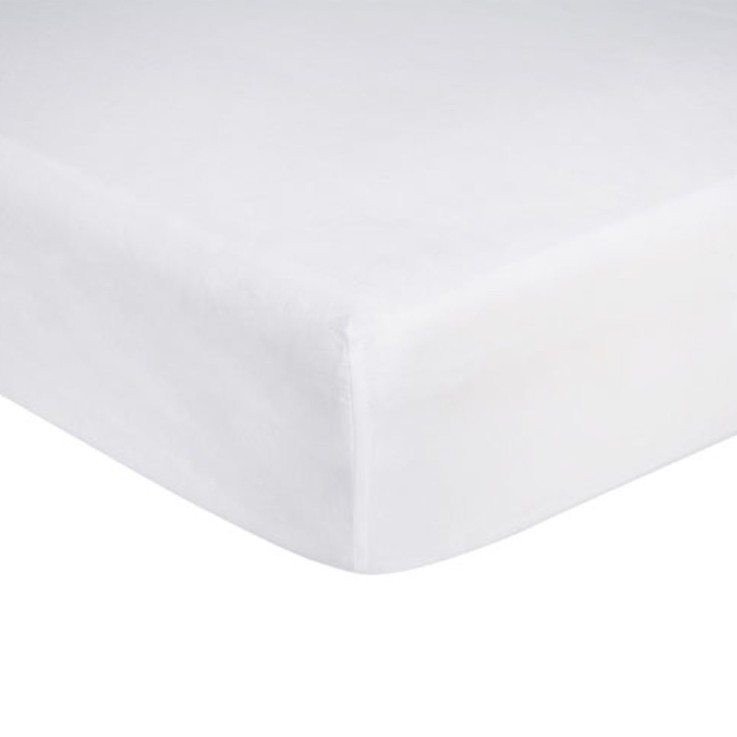 Drap housse uni en coton bio, BLANC D'ECUME
