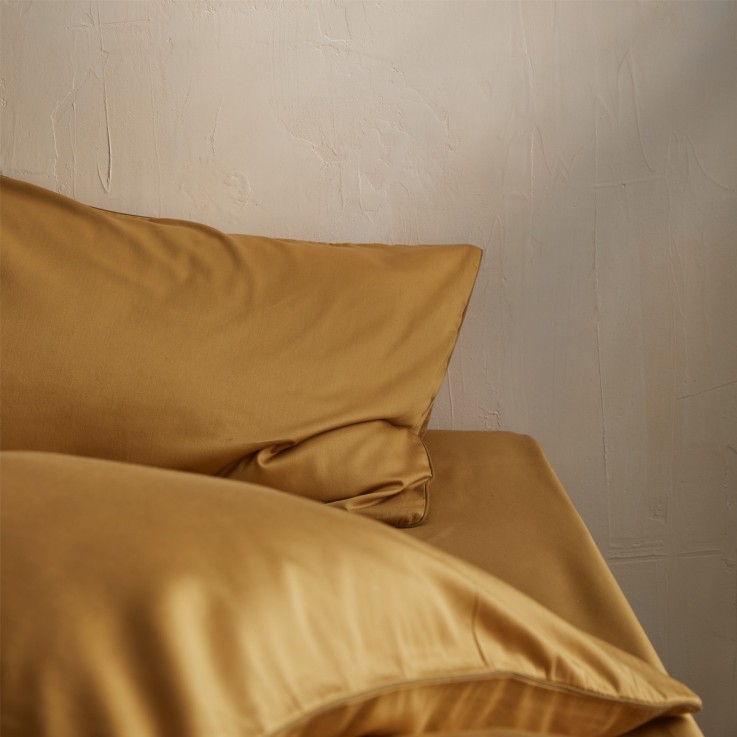 Drap housse uni en satin de coton, HOUBLON