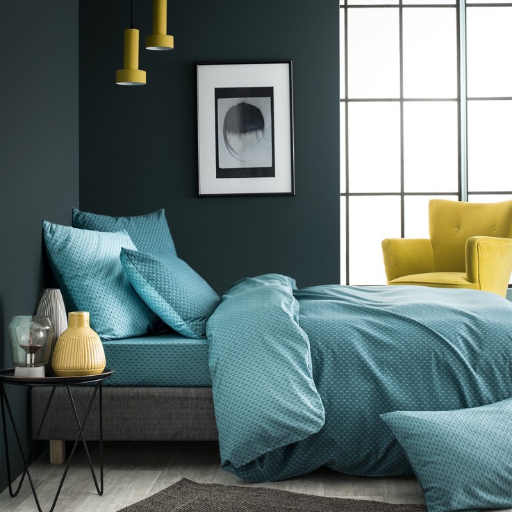 Drap housse imprimé en viscose de bambou, CAMILLE