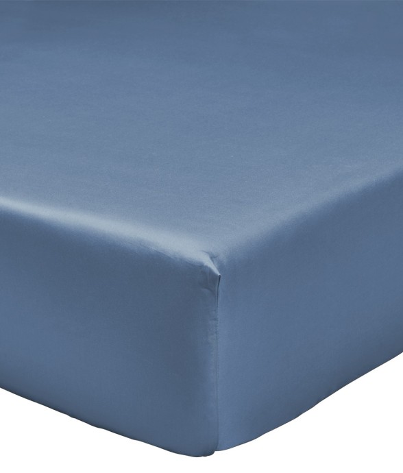 Drap housse uni en satin de...