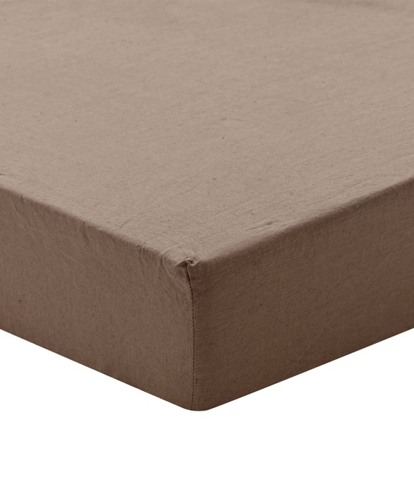 Drap housse uni en lin,...