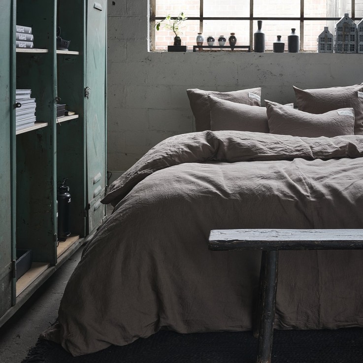 Drap housse uni en lin, bonnet de 30cm, PARTI PRIS ECORCE