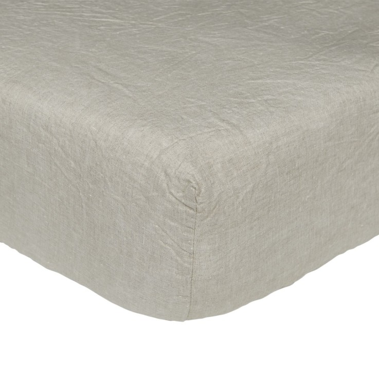 Drap housse uni en lin, NATUREL