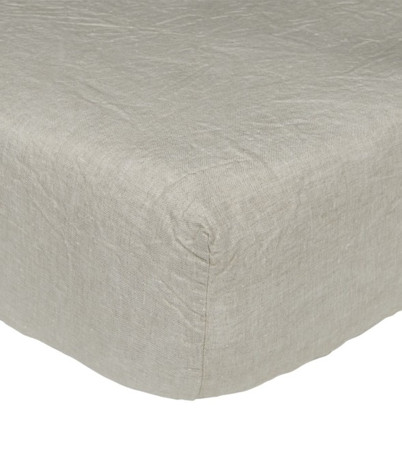 Drap housse uni en lin,...