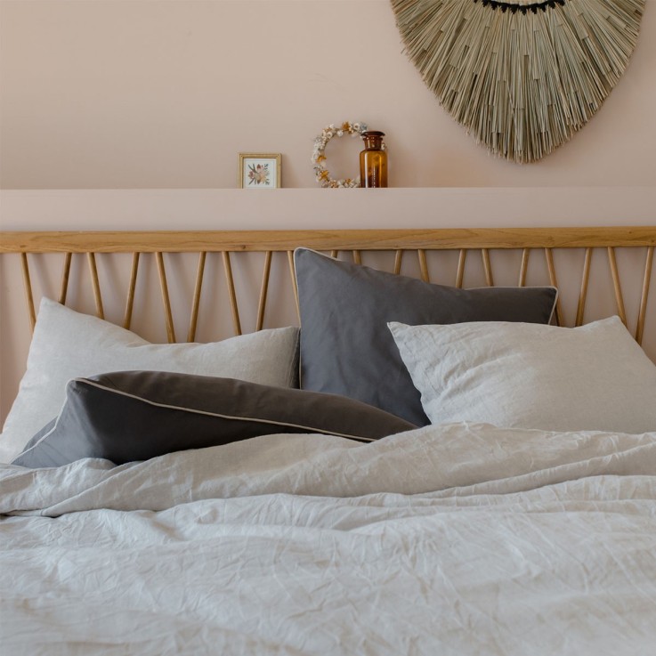 Drap housse uni en lin, NATUREL