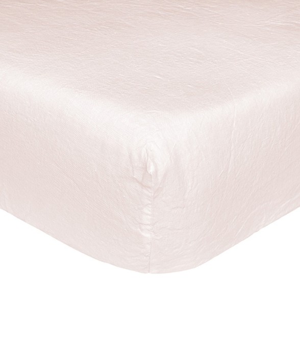 Drap housse uni en lin, ROSÉE