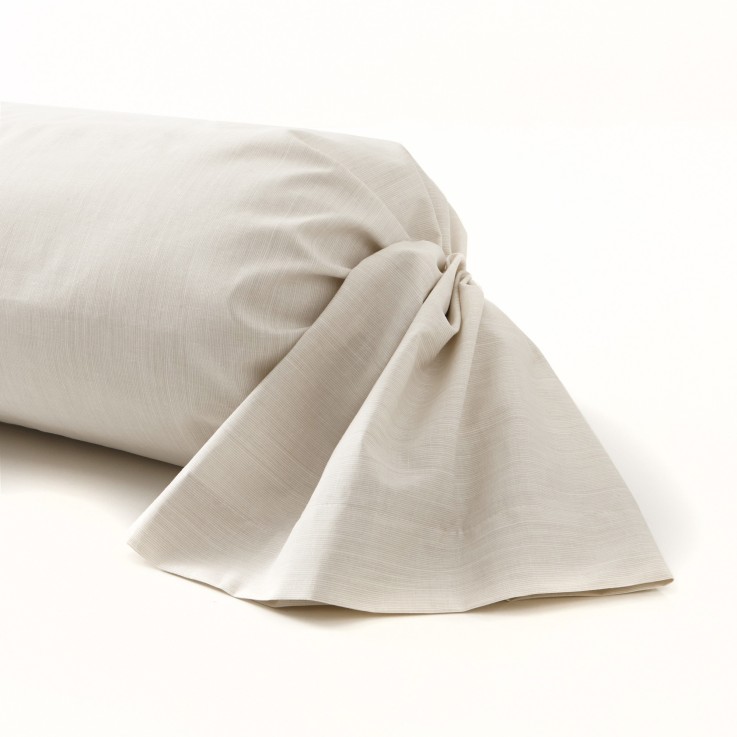 Taie de traversin fines rayures en viscose de bambou, ÉCORCE