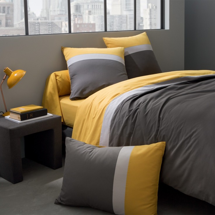 Housse de couette bicolore unie en coton, MELI MELO