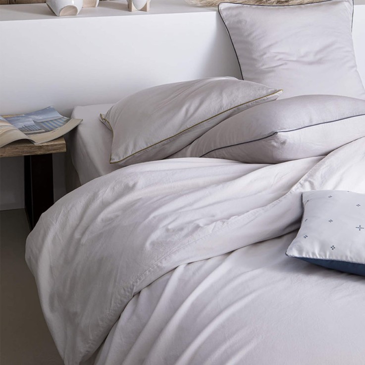 Lot de 2 taies d'oreiller en satin de coton lavé, BRUME