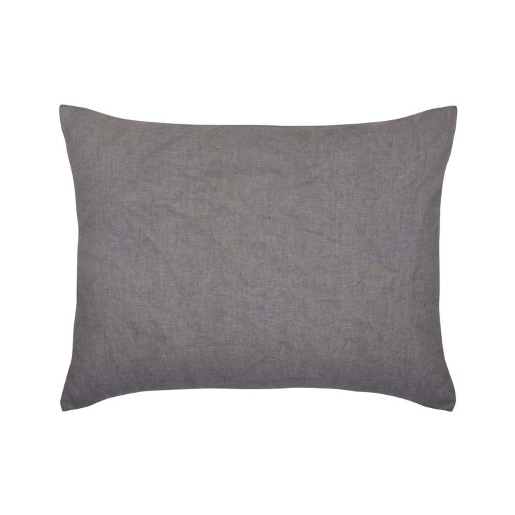 Taie d'oreiller unie en lin, BASALTE