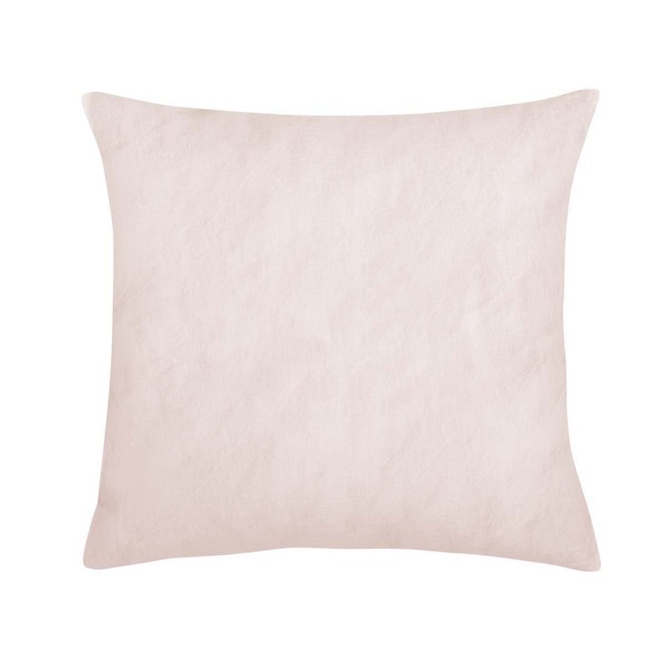 Taie d'oreiller unie en lin, ROSÉE
