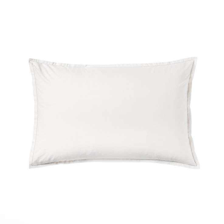 Lot de 2 taies d'oreiller unies en percale de coton lavée, ALBÂTRE