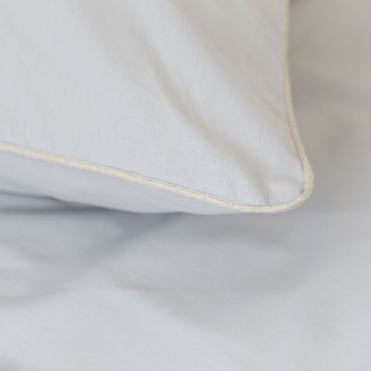 Lot de 2 Taies d'oreiller unies en coton bio, GRIS FALAISE