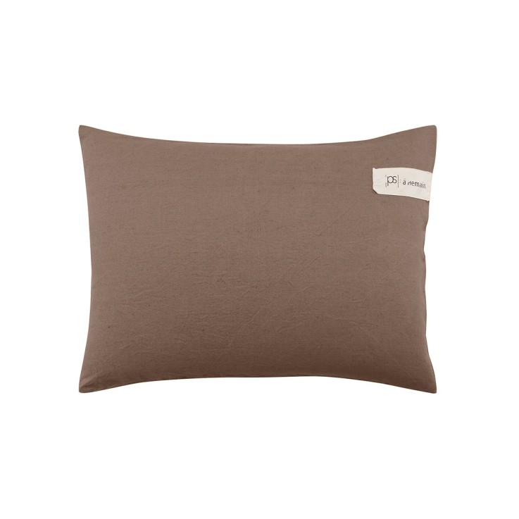 Taie d'oreiller unie en lin, PARTI PRIS ECORCE