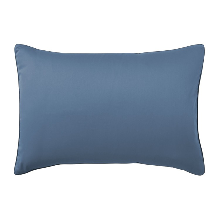 Taie d'oreiller unie en satin de coton, BLEU FLANDRES