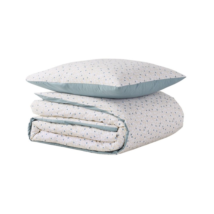 Parure de lit imprimée Housse de couette + 2 taies carrées, FLEURS DE LIN