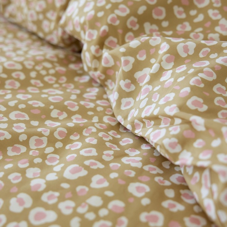 Parure de lit Housse de couette + taie carrée en percale de coton, LÉOPARD