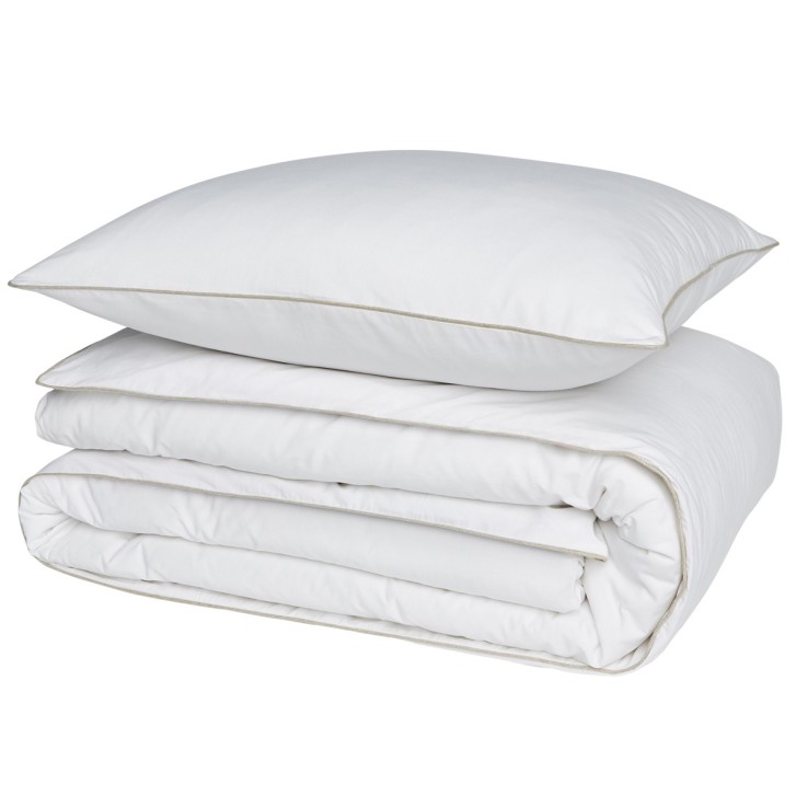 Parure de lit Housse de couette + 2 taies carrées, BLANC D'ECUME