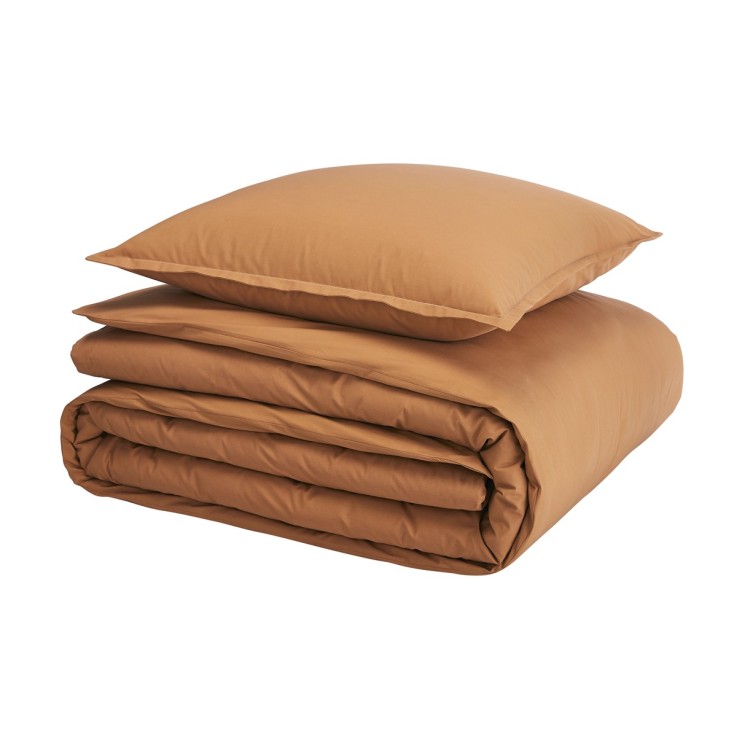 Parure de lit unie Housse couette + taies carrées en percale de coton, VANOISE