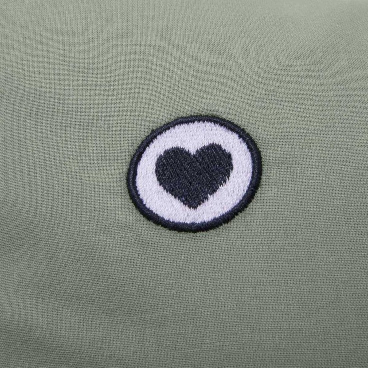 Parure de lit unie Housse de couette + 2 taies rectangulaires, CŒUR SAUGE