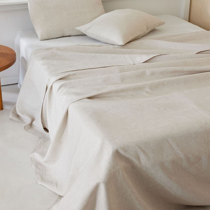 Drap plat uni en lin