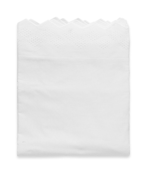 Drap plat brodé en coton,...